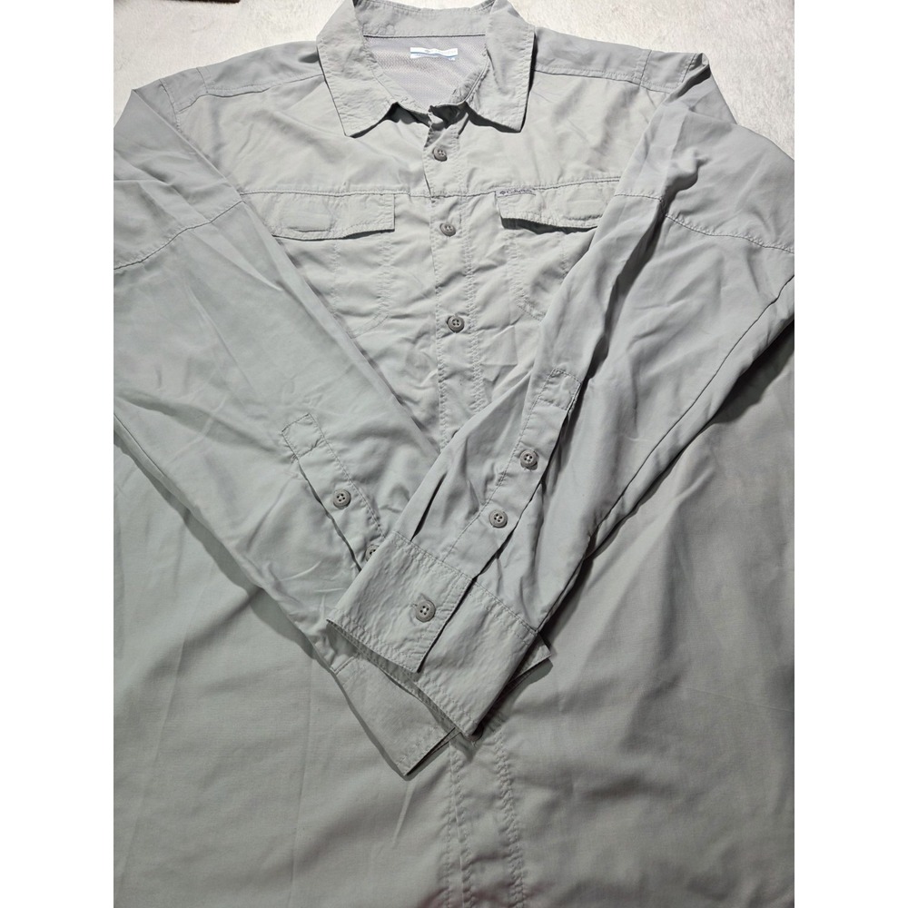 Columbia Sportswear Mens Large Gray Long Sleeve Fishing Shirt Nylon Vented
